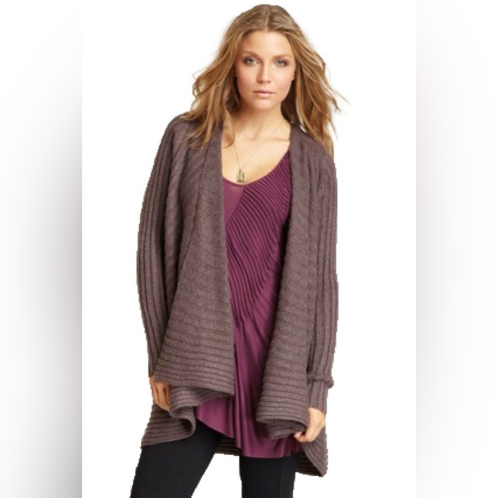 Free people oversized shell cardigan Open Brown XS Boho‎ Knit Wool Blend